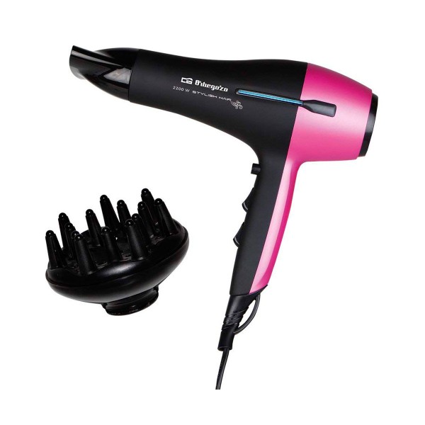 Orbegozo se2320 secador de pelo negro y rosa 2200w dos velocidades aire frio filtro extraible