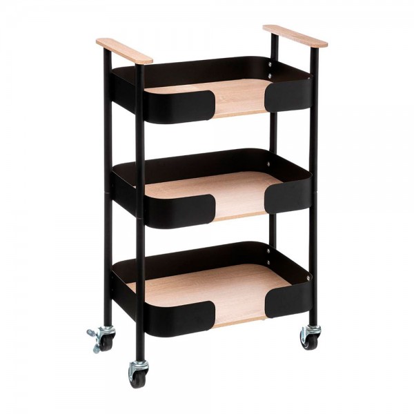 Carrito multiusos de 3 pisos, negro 45,5 x 28,5 x 75 cm